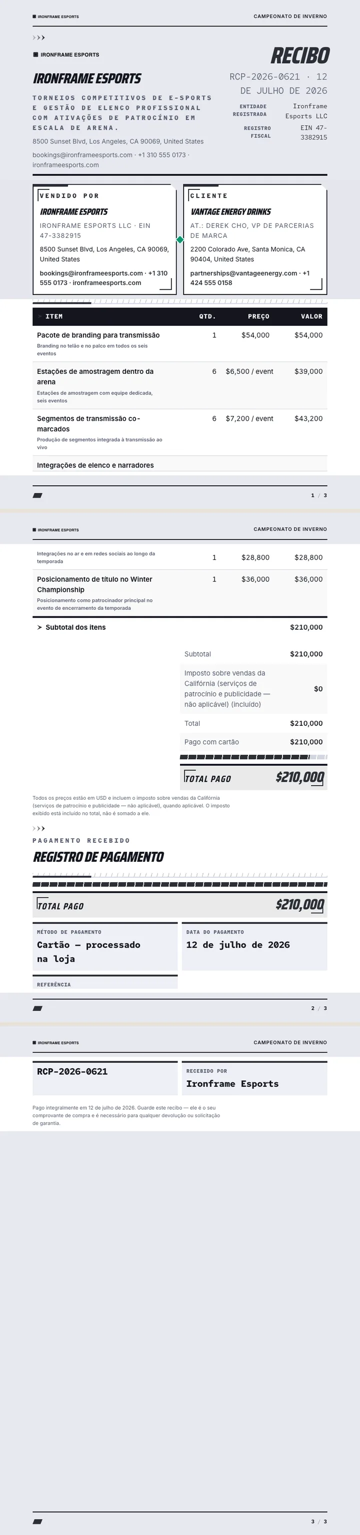 Esports — exemplo completo criado pelo Waxe