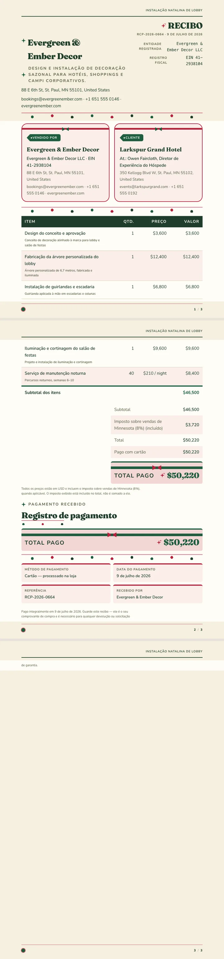 Festivo / Feriado — exemplo completo criado pelo Waxe