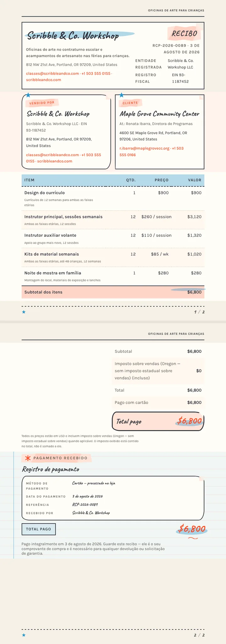 Desenho à Mão / Rabisco — exemplo completo criado pelo Waxe