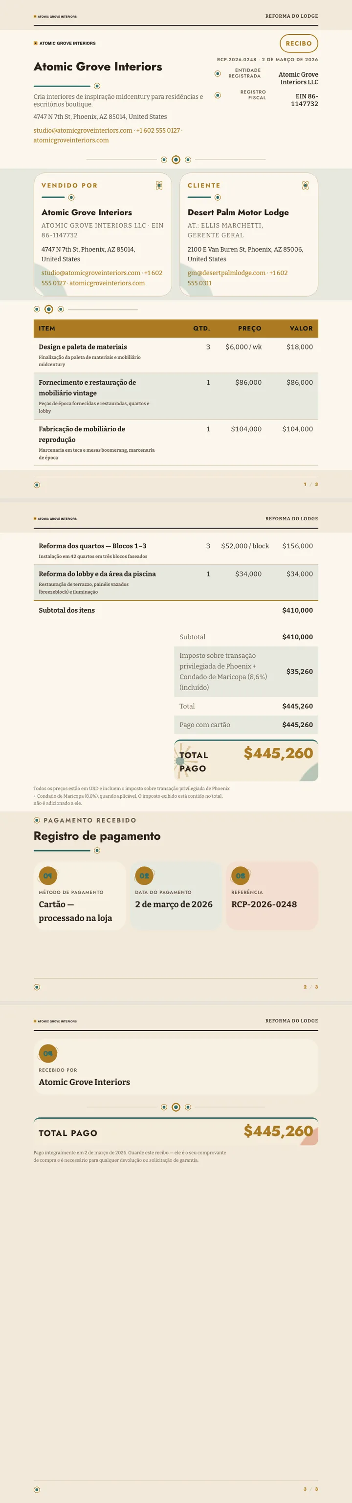 Moderno de Meados do Século — exemplo completo criado pelo Waxe