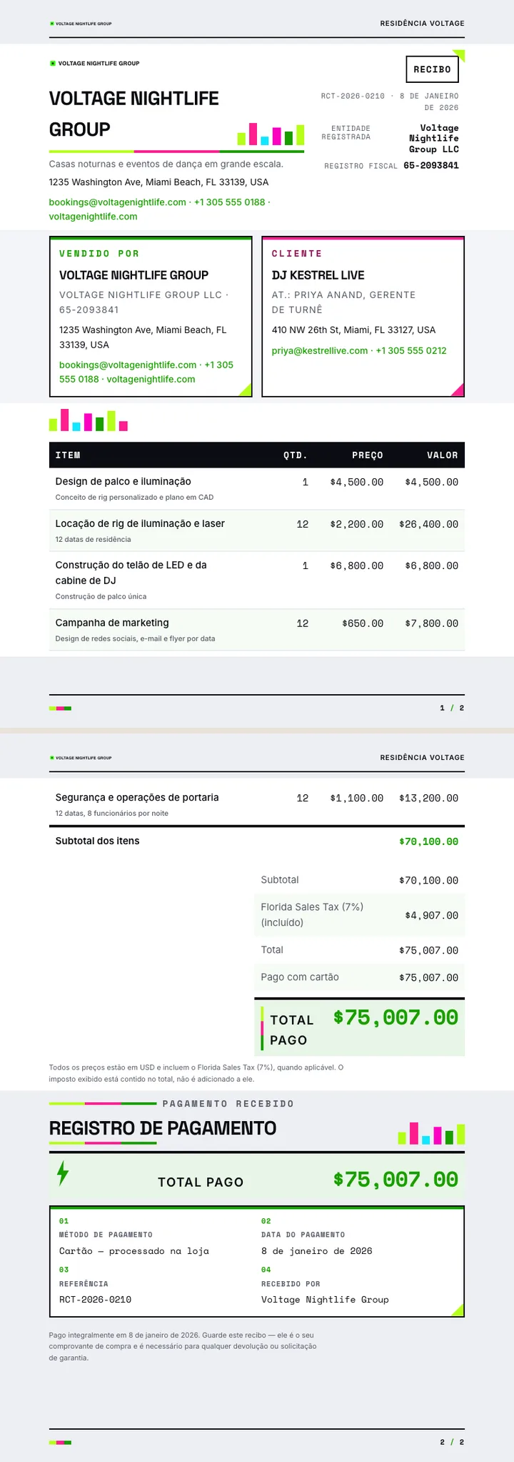 Neon / Elétrico — exemplo completo criado pelo Waxe
