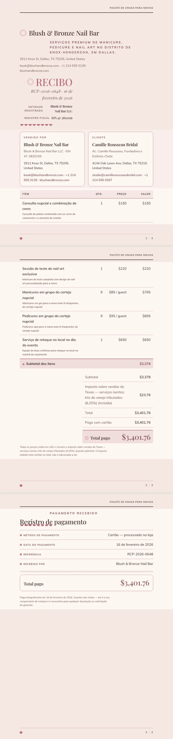 Ouro Rosé — exemplo completo criado pelo Waxe