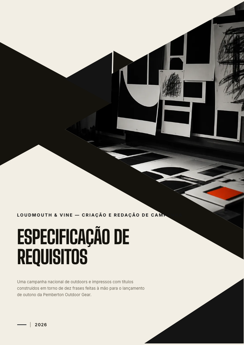 A finished requirements document rendered in a tipográfico look