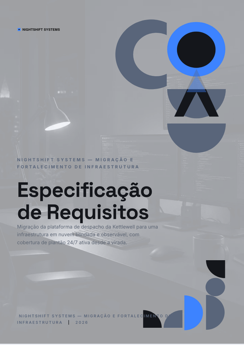 A finished requirements document rendered in a escuro look