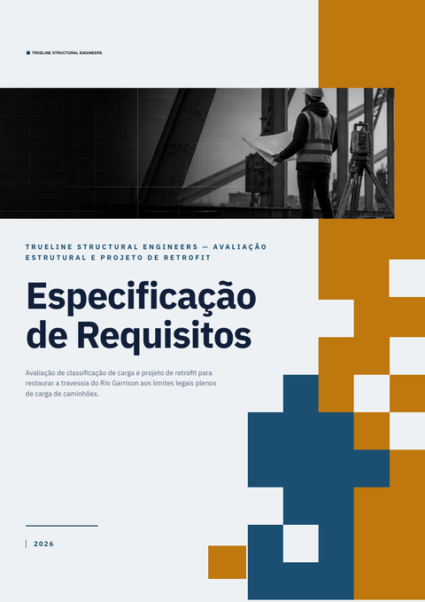 A finished requirements document rendered in a técnico look