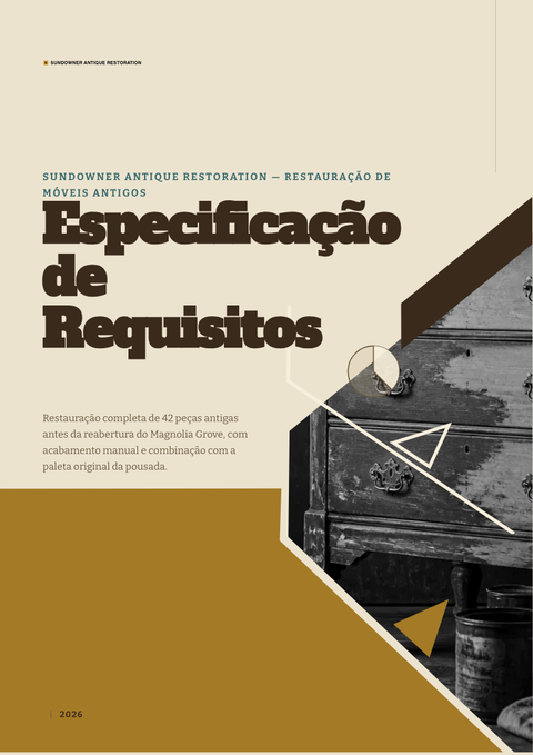 A finished requirements document rendered in a retrô look