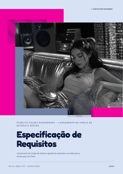 A finished requirements document rendered in a retrô look