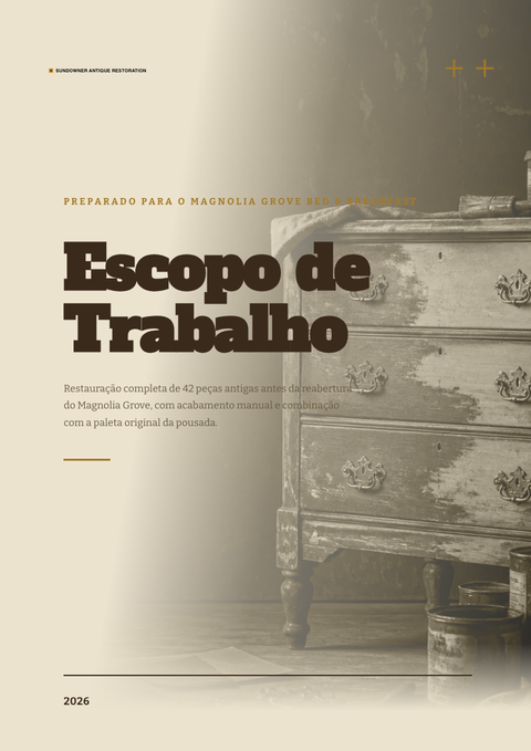 A finished scope of work rendered in a retrô look