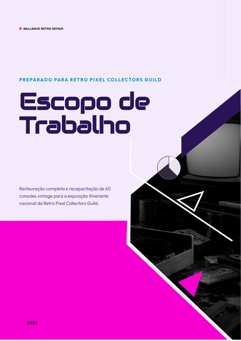 A finished scope of work rendered in a retrô look