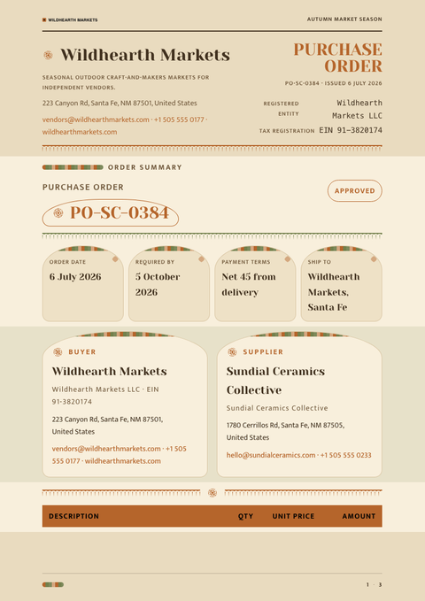 A finished purchase order rendered in a lifestyle look