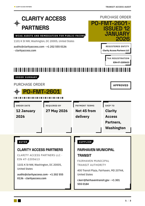 A finished purchase order rendered in a color look
