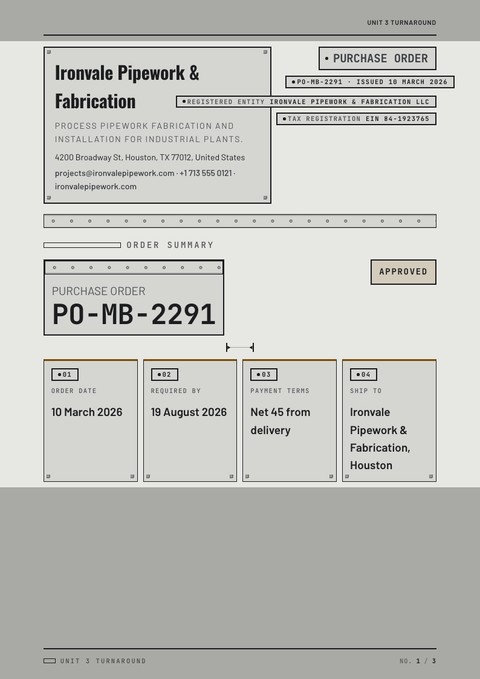 A finished purchase order rendered in a lifestyle look
