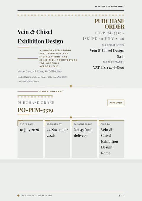 A finished purchase order rendered in a luxury look
