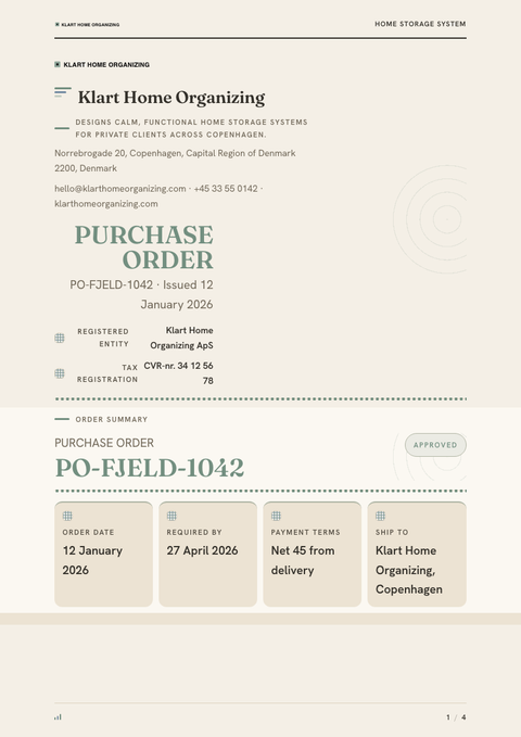 A finished purchase order rendered in a cultural look