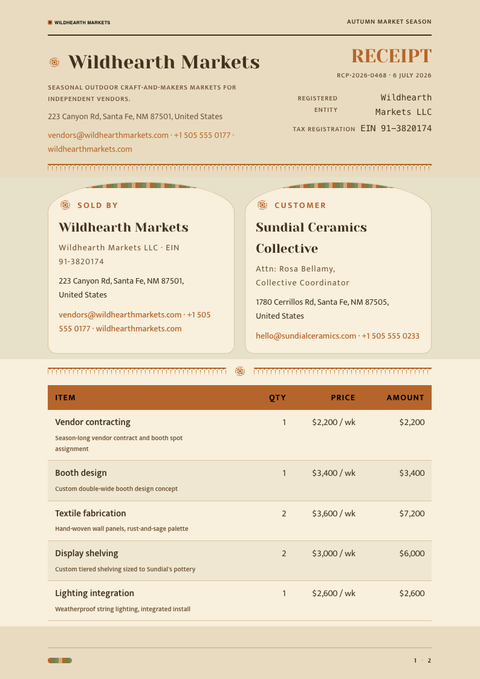 A finished receipt rendered in a lifestyle look
