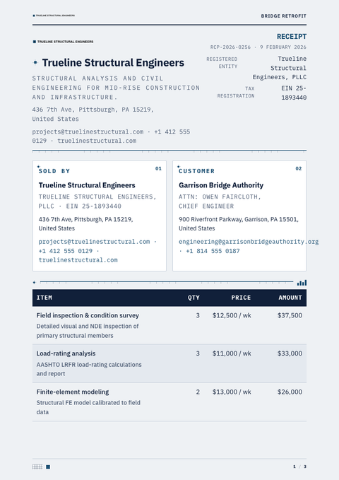 A finished receipt rendered in a technical look