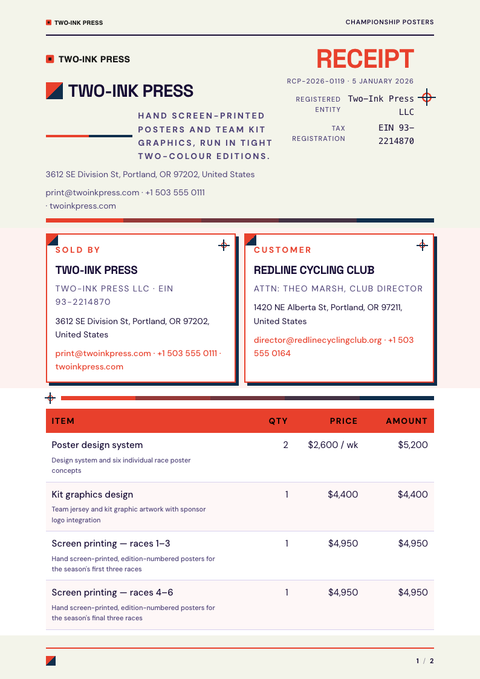 A finished receipt rendered in a color look