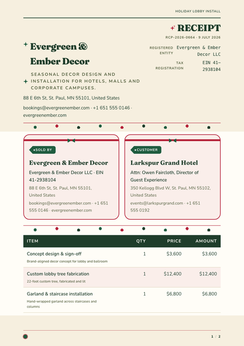 A finished receipt rendered in a misc look