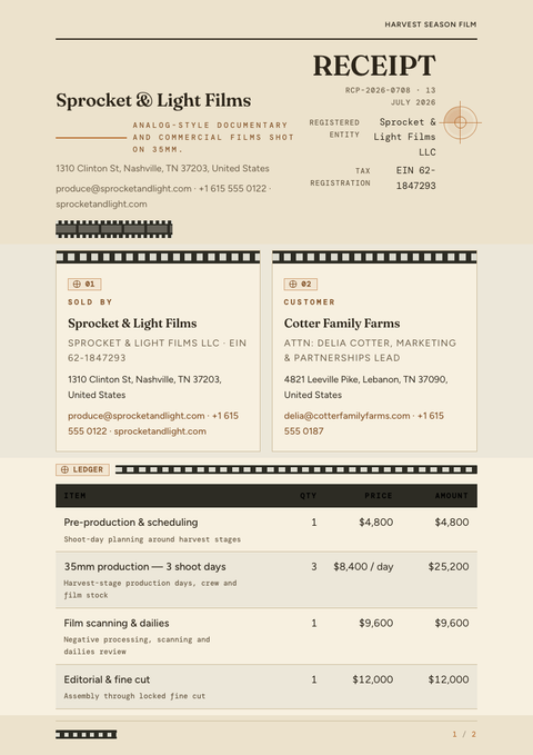 A finished receipt rendered in a photo look