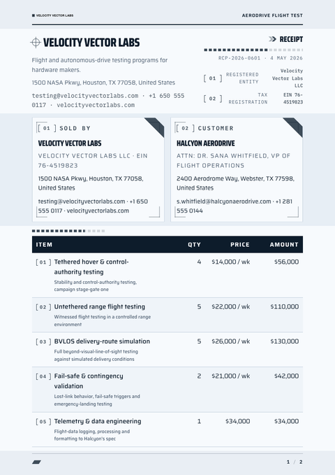 A finished receipt rendered in a futuristic look