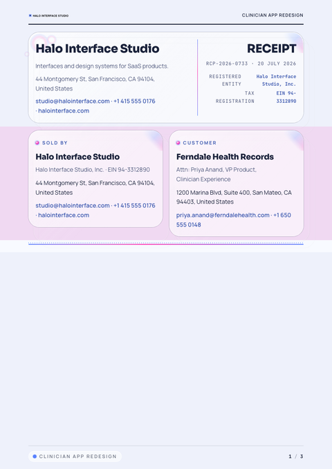 A finished receipt rendered in a morphism look