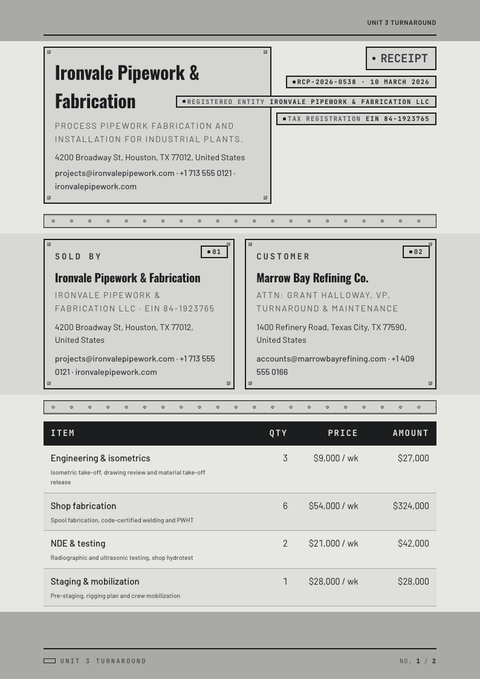 A finished receipt rendered in a lifestyle look
