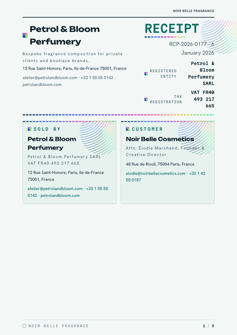 A finished receipt rendered in a gradient look