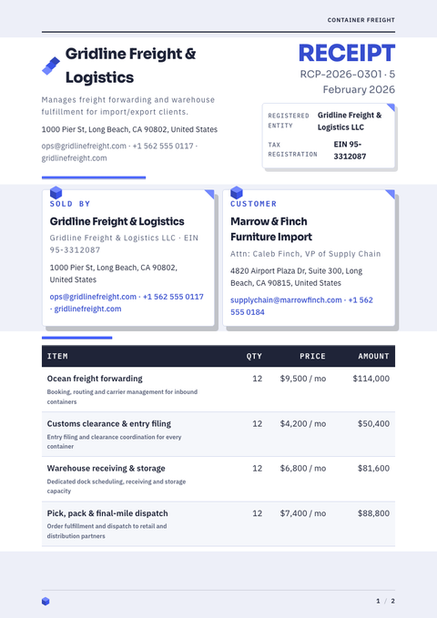 A finished receipt rendered in a 3d look