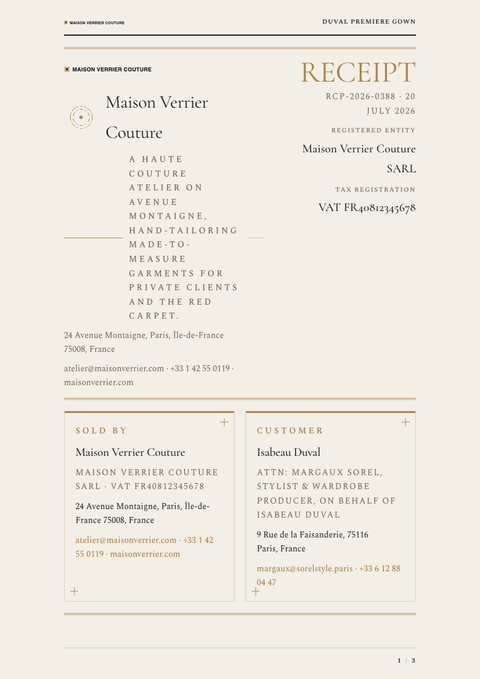 A finished receipt rendered in a lifestyle look