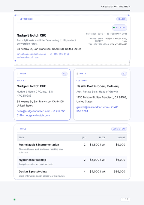 A finished receipt rendered in a motion look