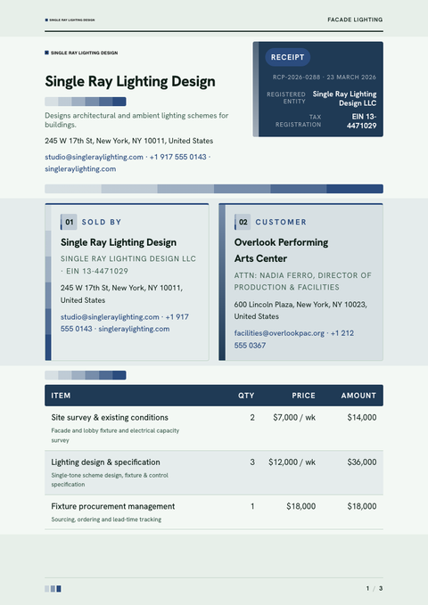 A finished receipt rendered in a color look