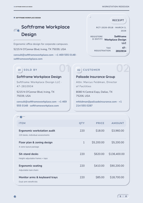 A finished receipt rendered in a morphism look