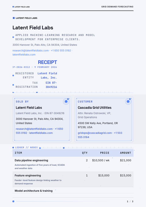 A finished receipt rendered in a motion look