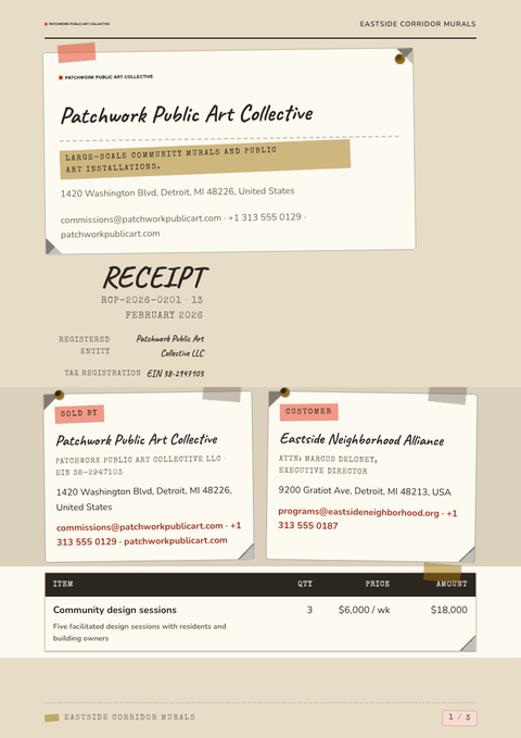 A finished receipt rendered in a photo look