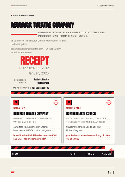 A finished receipt rendered in a print look