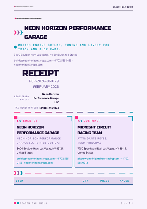 A finished receipt rendered in a retro look