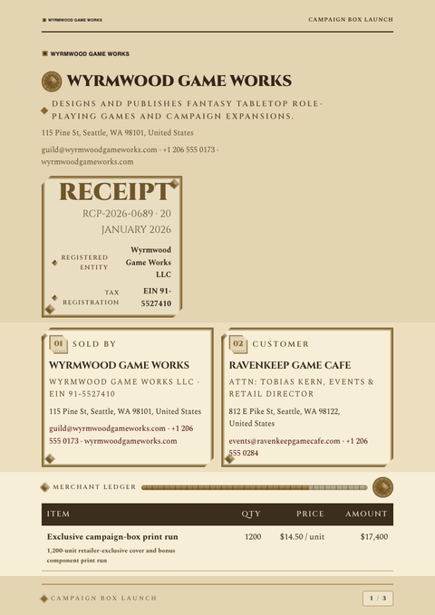 A finished receipt rendered in a game & pop look