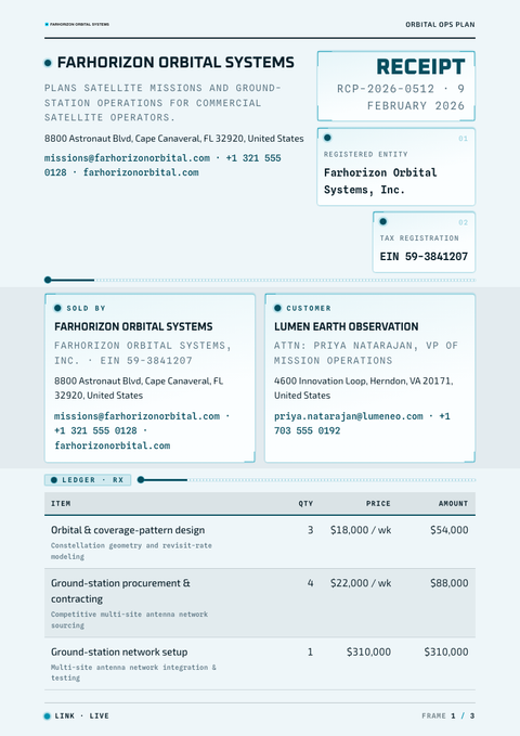 A finished receipt rendered in a futuristic look