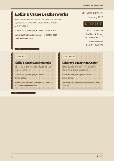 A finished receipt rendered in a morphism look
