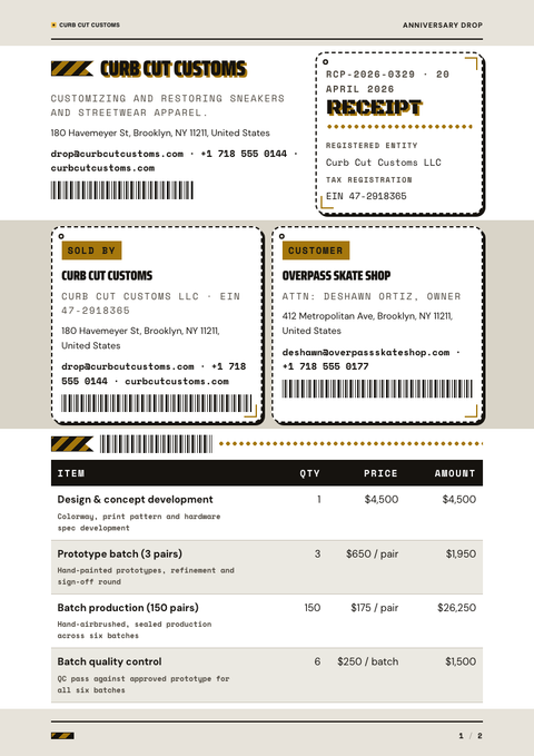 A finished receipt rendered in a lifestyle look