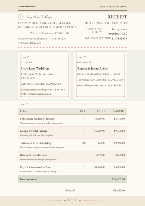 A finished receipt rendered in a misc look