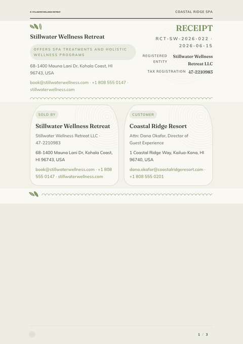 A finished receipt rendered in a lifestyle look