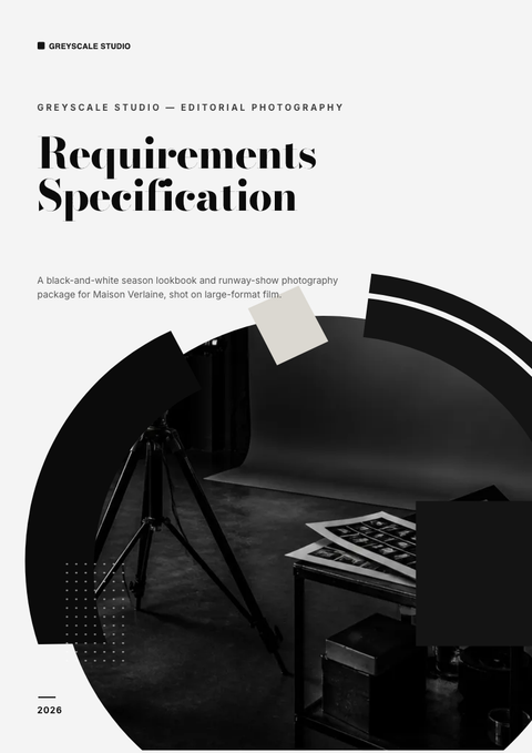 A finished requirements document rendered in a color look