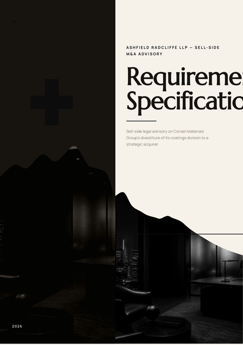 A finished requirements document rendered in a luxury look