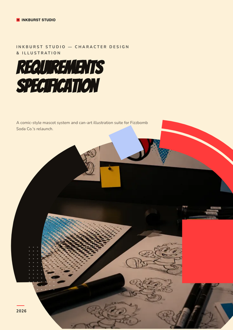 A finished requirements document rendered in a illustrated look