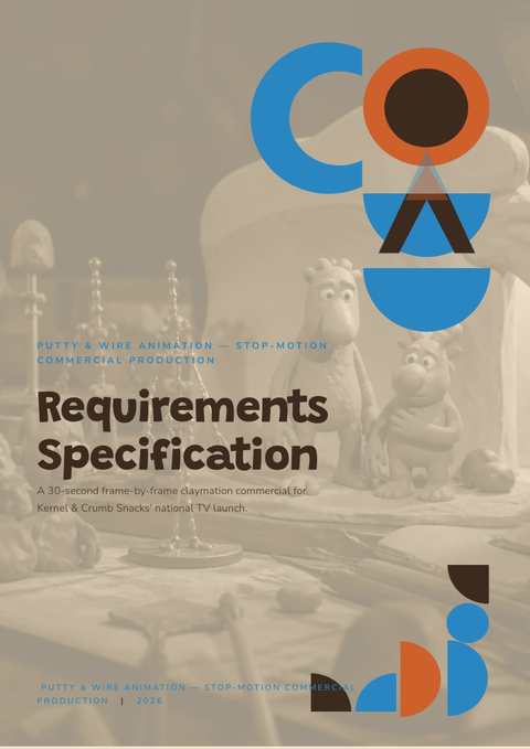 A finished requirements document rendered in a 3d look