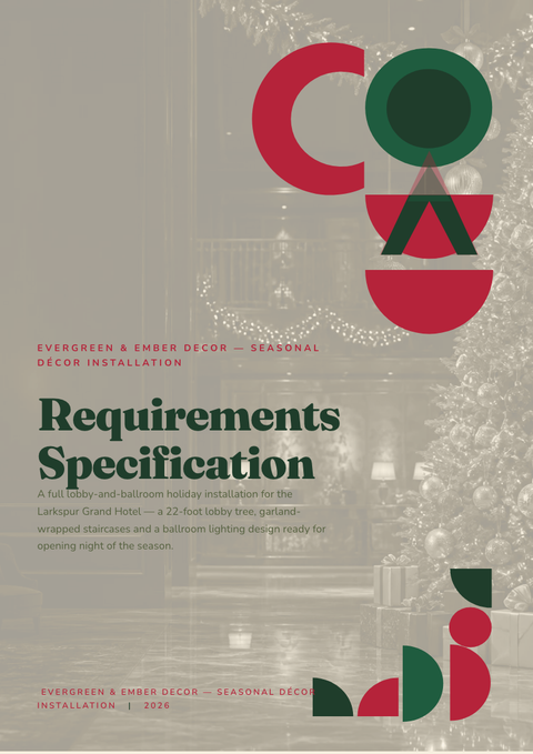 A finished requirements document rendered in a misc look