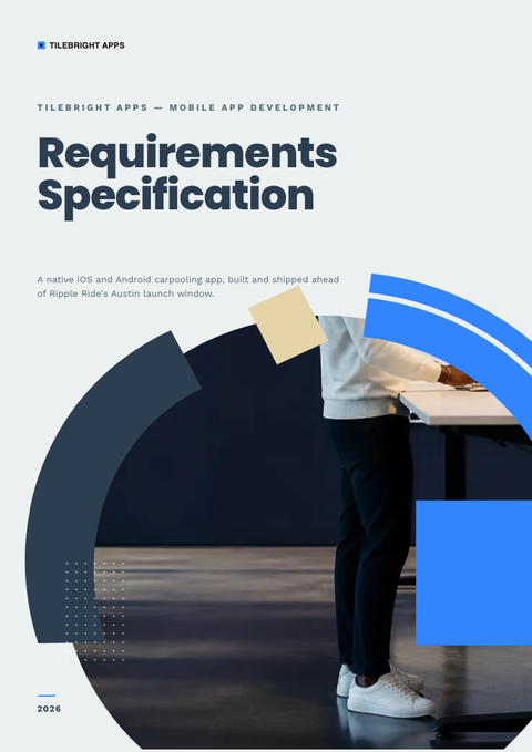 A finished requirements document rendered in a flat & minimal look