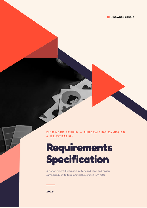 A finished requirements document rendered in a illustrated look