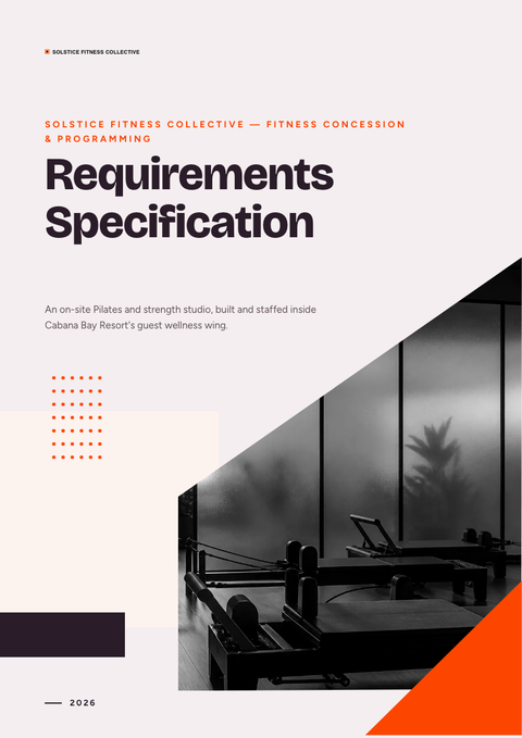 A finished requirements document rendered in a gradient look